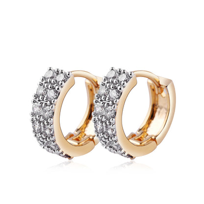 Two-color Plating Fine Zircon-embedded Earrings Women