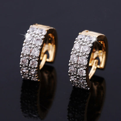 Two-color Plating Fine Zircon-embedded Earrings Women