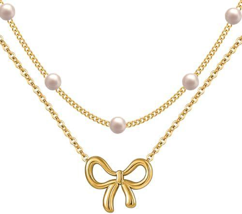 Women's Minimalist & Versatile Pearl Bow Necklace