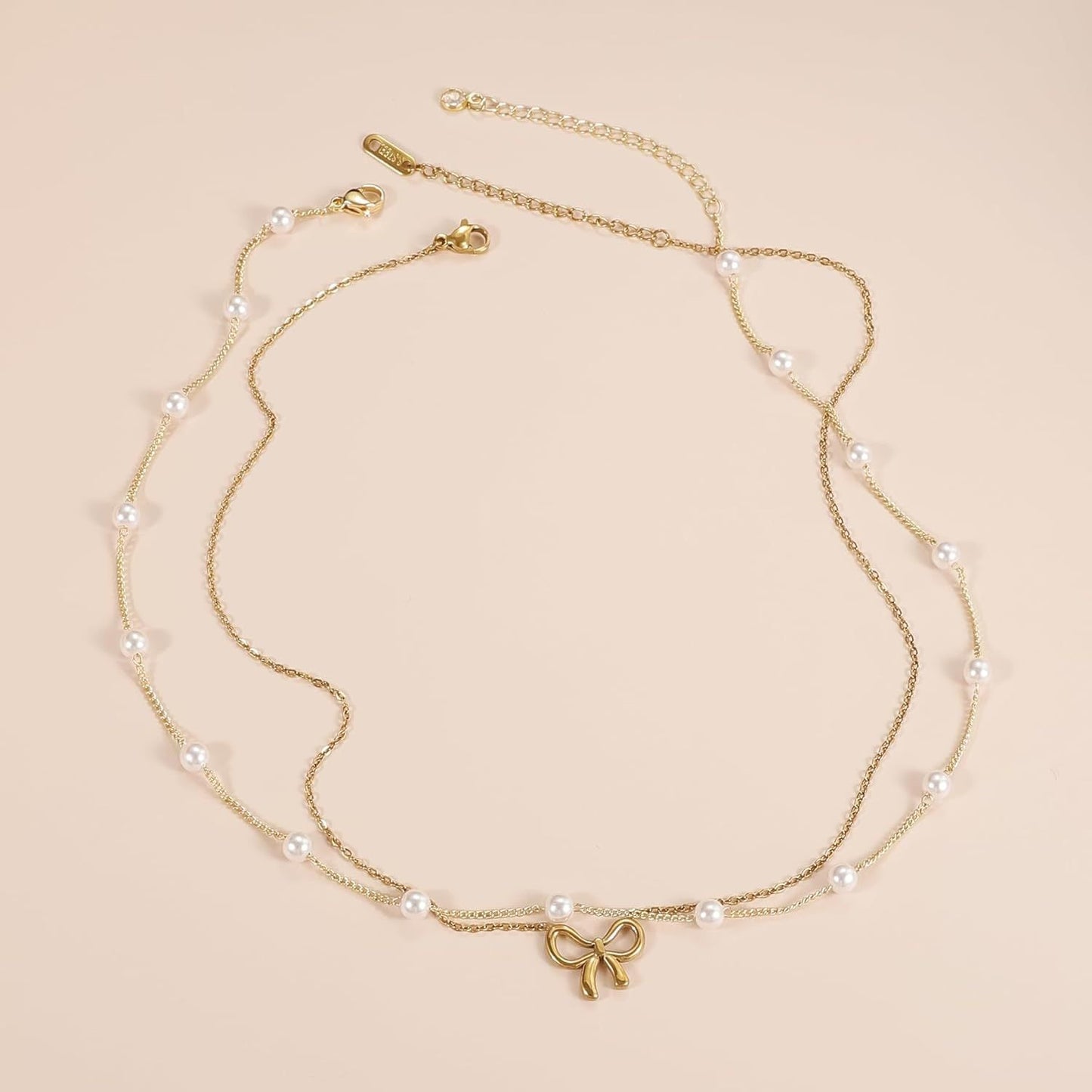 Women's Minimalist & Versatile Pearl Bow Necklace